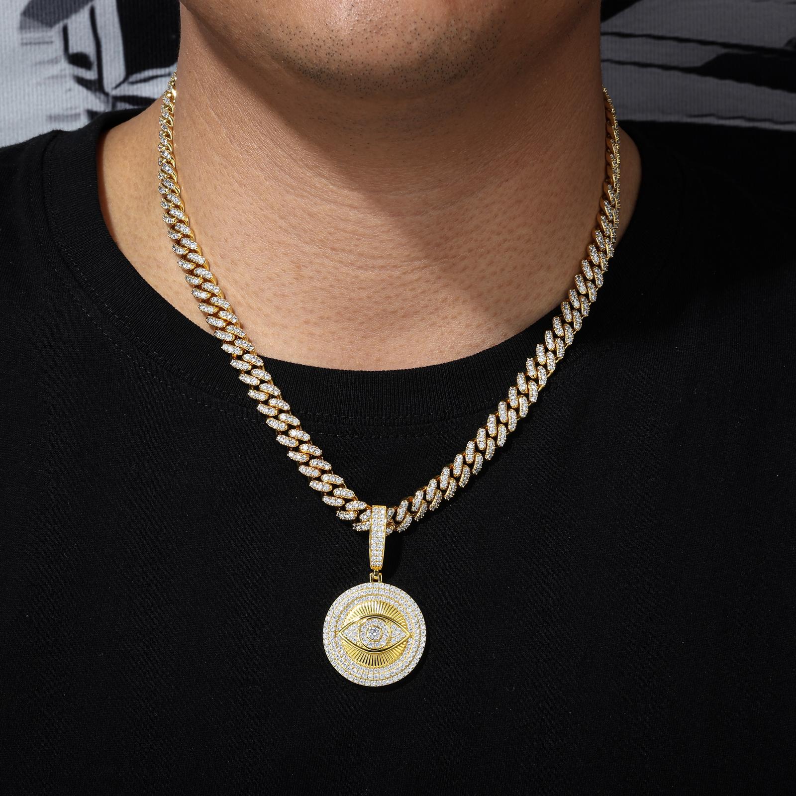 【PP675】Devil's Eye Pendant UCCIYO S925 Sterling Silver Synthetic Moissanite Pendant Necklace for Women Men Hip Hop Jewelry Gift