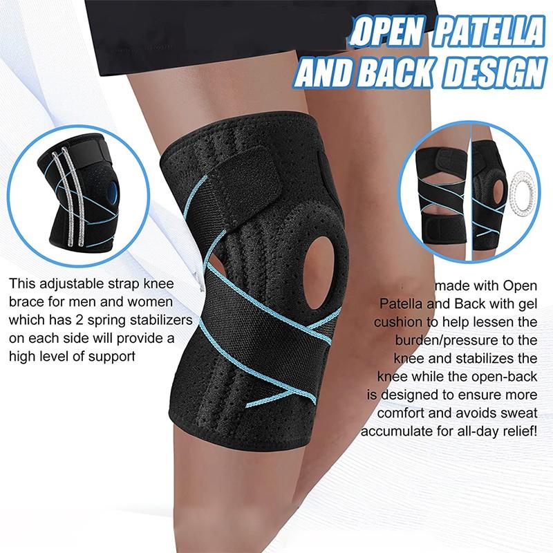 Adjustable Knee Support with Side Stabilizer, Knee Brace for Running and Sports, One Piece Knee Protector for Stability, Protective Sleeve