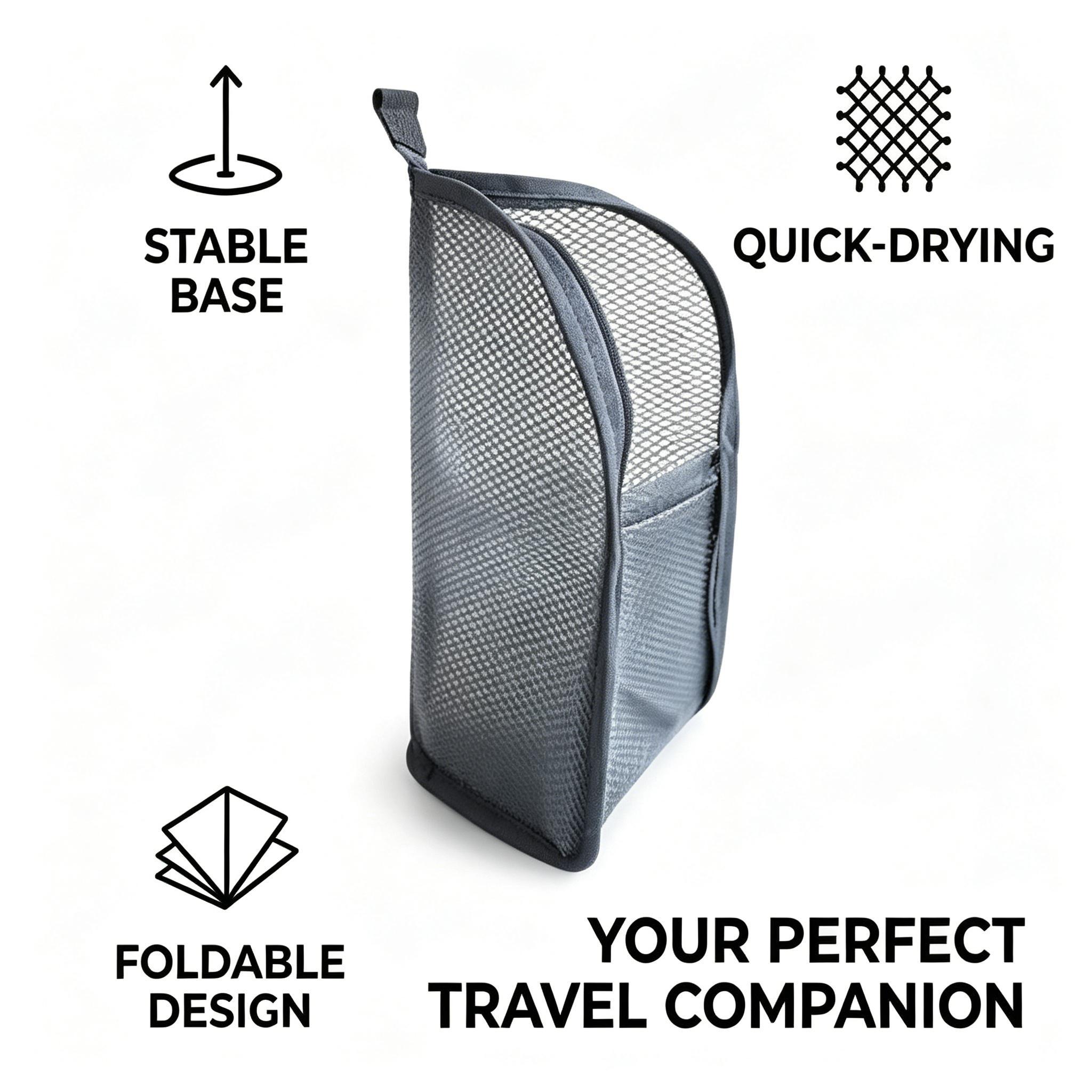 Freestanding Mesh Toiletry Bag, Quick Dry Foldable Shower Organizer Tote, Portable Bathroom Caddy for Dorm Gym Travel & Camping
