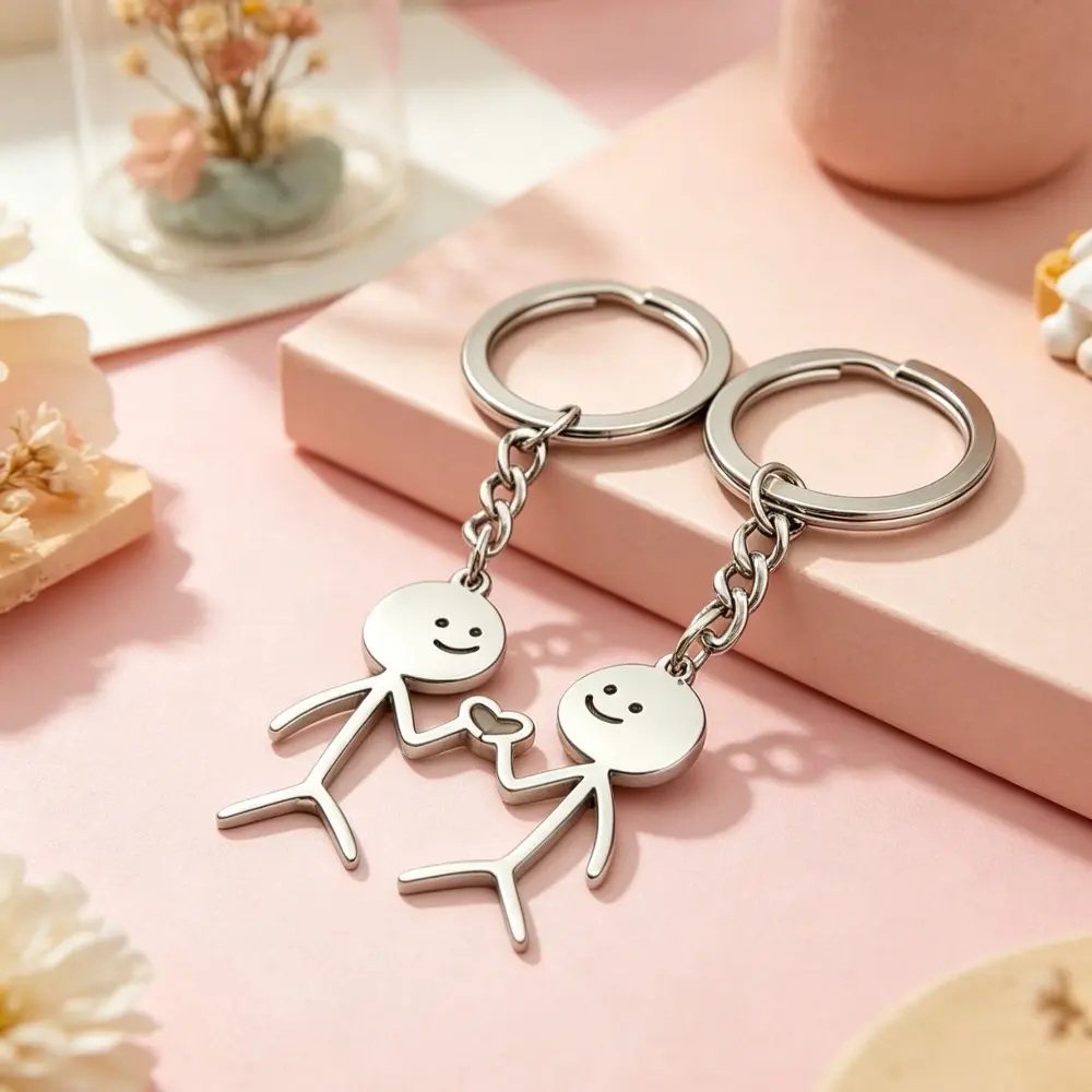 2pcs/set Couple Statement Heart Pendant Keychains, Ring Wallet Backpack Decorations, Matching Gifts for Him Her, Wedding Daily Use Romantic Presents for Girlfriend Boyfriend