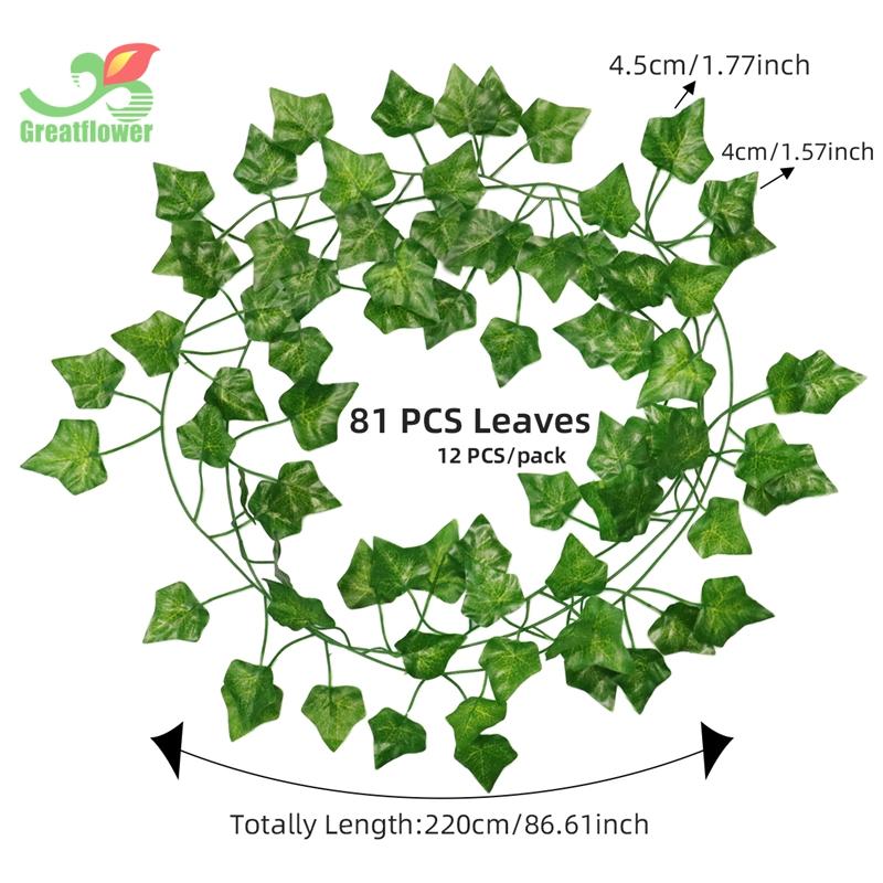 Valentine's Day Wall Hanging Simulation Faux Plastic Vine Ornaments for Room Decor, Creative DIY Spring Green Artificial Leaf Vine, Realistic Decorative Plants for Home Wedding Porch Party Decoration, Fake Indoor Plants, Interior