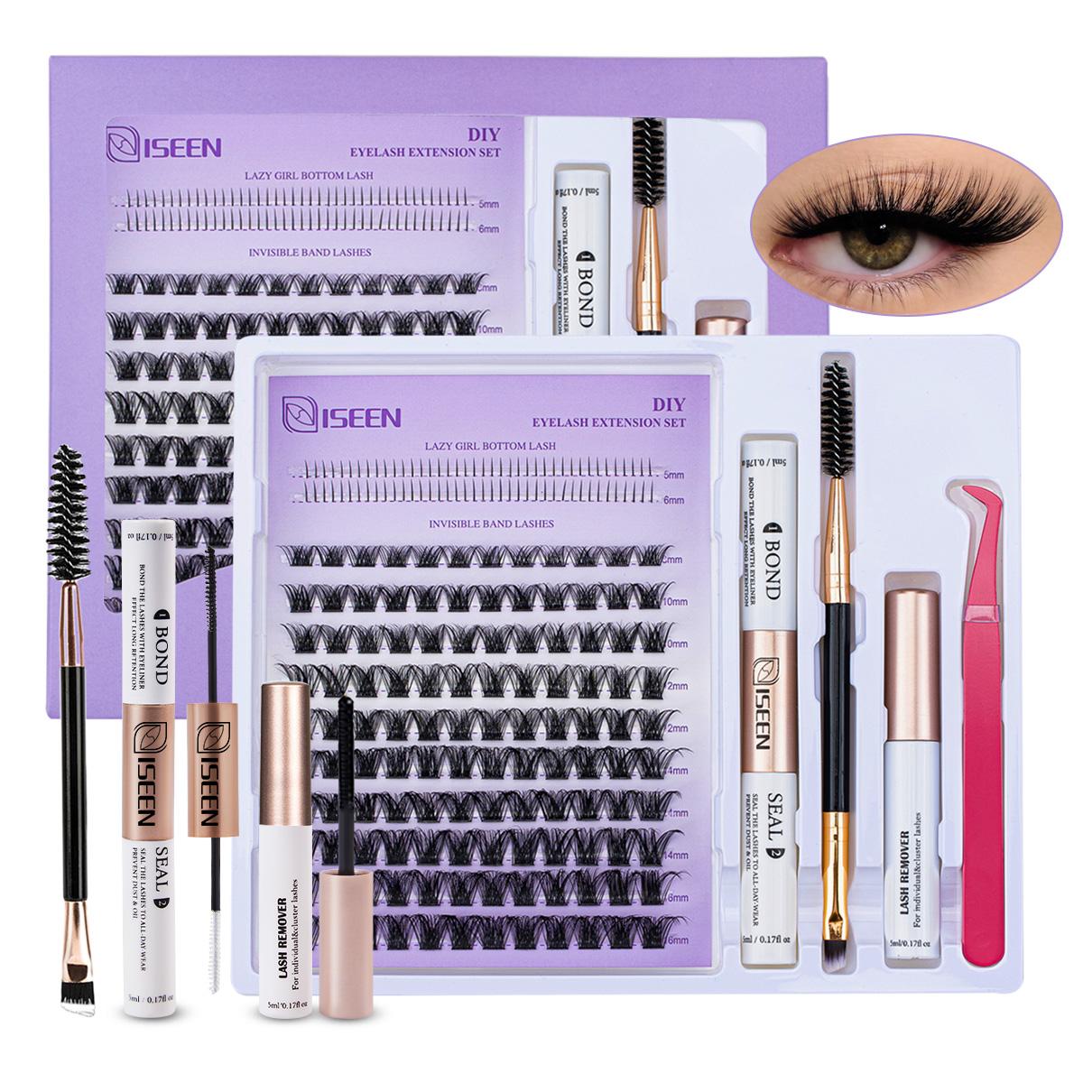 DIY Lash Clusters Kit - Soft  Long-Lasting Lashes with  Bond & Seal & Glue Remover & Tweezer for Beginners Easy At-Home Application - Eyelash Set