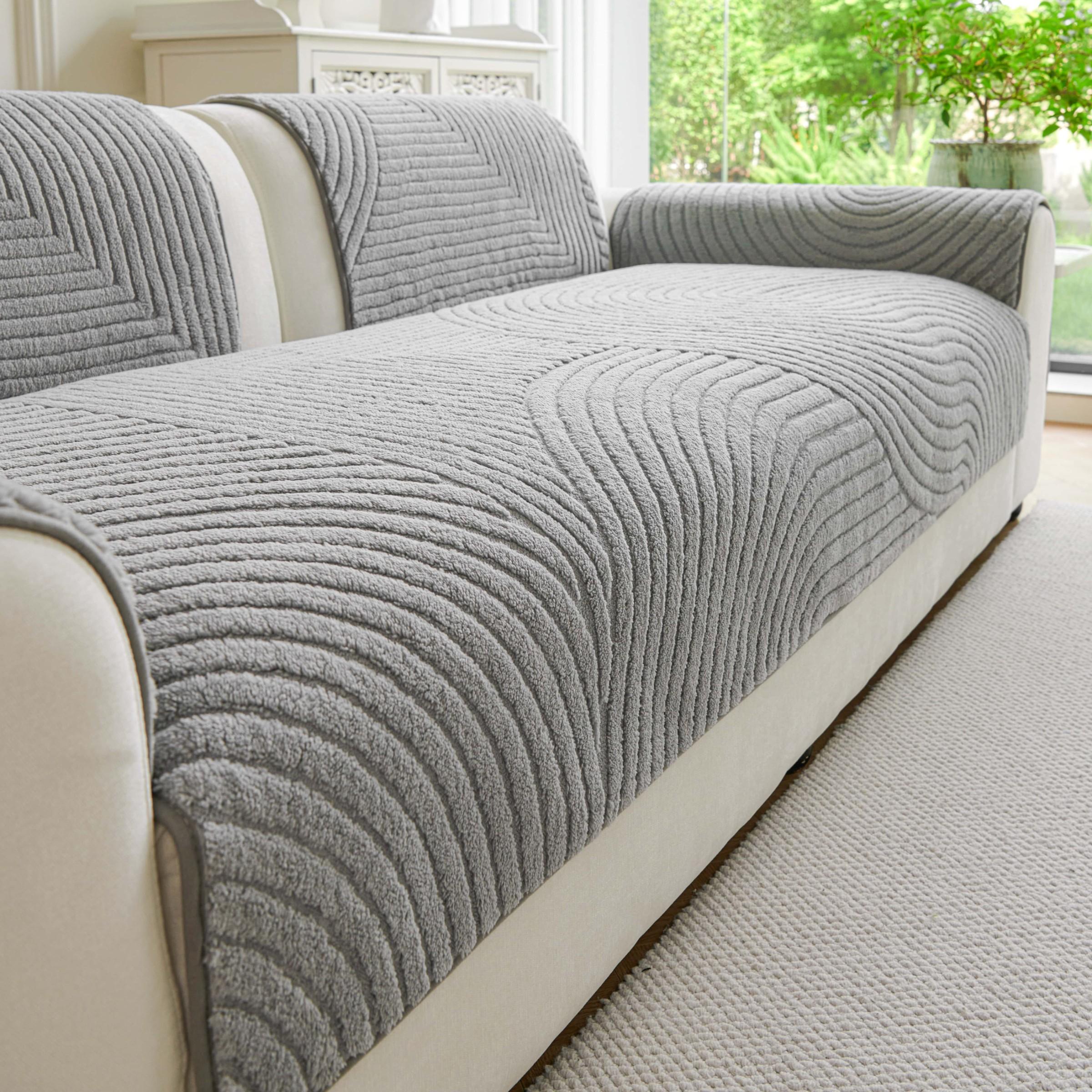 Pet Friendly Sofa Covers, Thick Ribbed Couch Protector, Non Slip Machine Washable Seat Cushion, Sofa Covers Available in Multiple Colors, Cozy Sofa Cover for Living Room Bedroom, Fits 1/2/3/4 Seater Sofas, Removable Washable Slipcovers