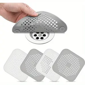 4pcs Silicone Drain Cover, Anti-Odor and Insect Filter Mesh, Bathroom Drain Cover Hair Filter, Anti-Clogging, Kitchen Sink Drain Filter Mesh, Drain Cover, Hair Enemy Silicone Anti-Odor Drain Cover, Bathroom Long Hair Filter, Anti-Clogging Easy to