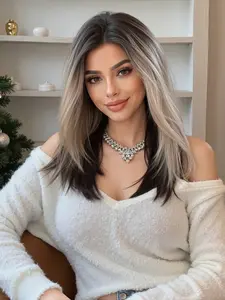 Handwoven Frontal Wig, 14 Inches Straight Hair, Women's Heat Resistant Natural Look, Attractive False Hair for All Seasons