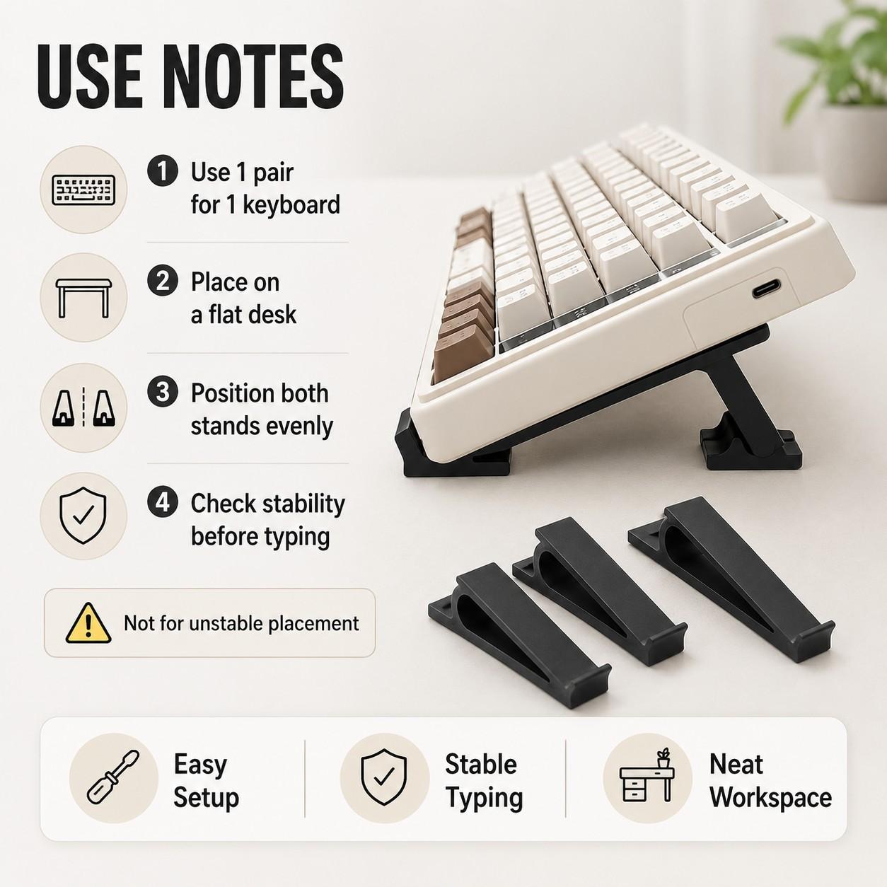 10pcs Ergonomic Keyboard Riser Stand, Non-Slip Universal Holder, Office & Gaming Dedicated, Comfortable Typing Solution, Gaming Setup Accessories
