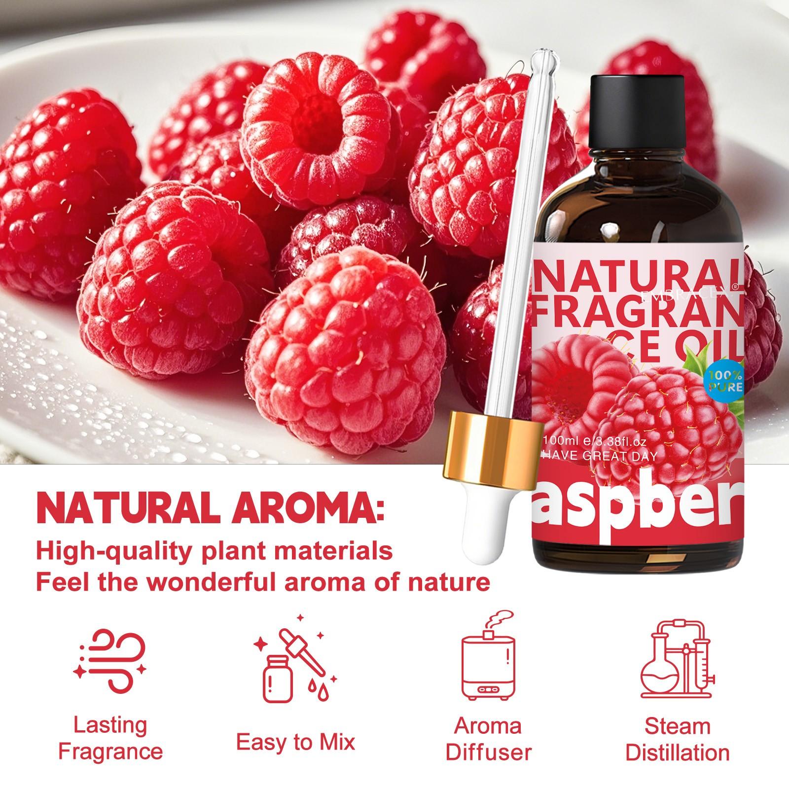 100ML Raspberry Scented Essential Oils, Alcohol-Free Long-Lasting Fragrance Scent Diffuser, Car Air Freshener, Body Massage, Home Decor, Holiday Gift