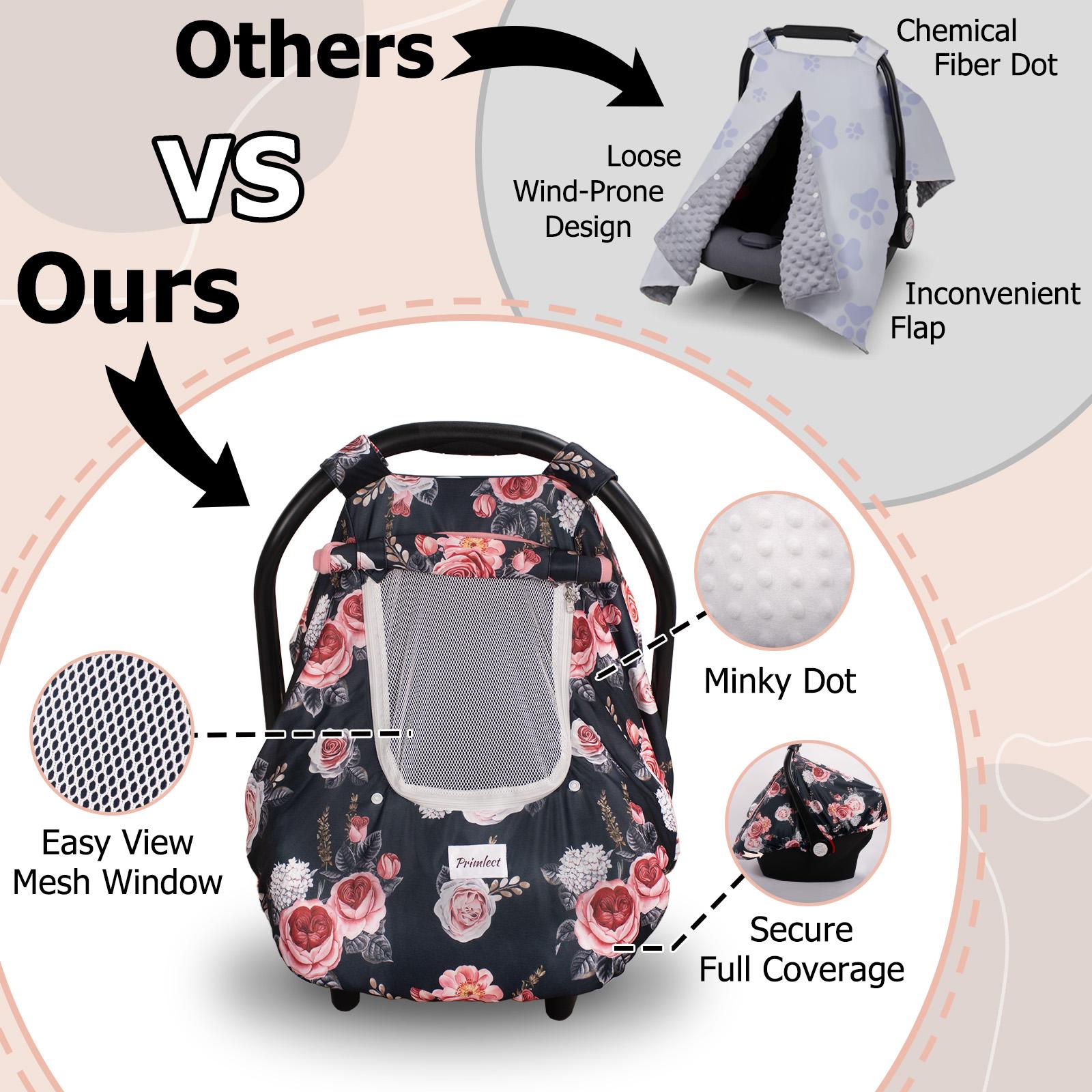 Minky Baby Car Seat Cover, 3 in 1 Carseat Cover, Soft and Breathable Carseat Cover for Infant, Baby Items, Newborn Necessities