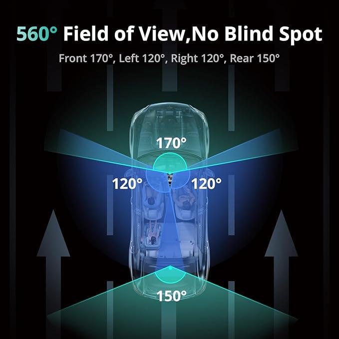 Botslab 4/3 Channel 3K Dash Cam with 3.18" Touch Screen, Sentry Mode, 24/7 Parking, Built-in GPS, 5.8G WiFi, Night Vision, Voice Control, 128GB Card Included