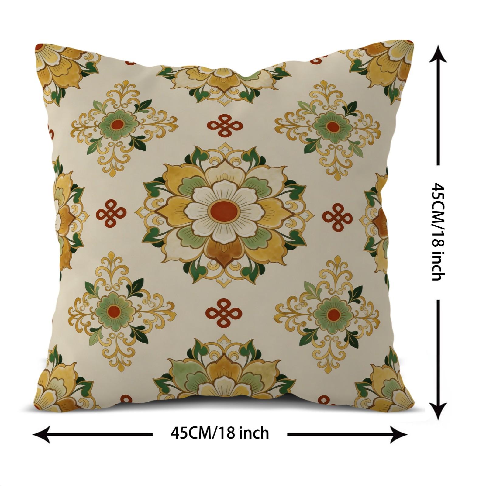 1 Piece Watercolor Landscape Checkered Throw Pillow, HD Digital Printed Cushion, Soft Cozy Accent Pillow for Sofa, Chair and Bedroom Decor with Invisible Zipper, Non-Fading