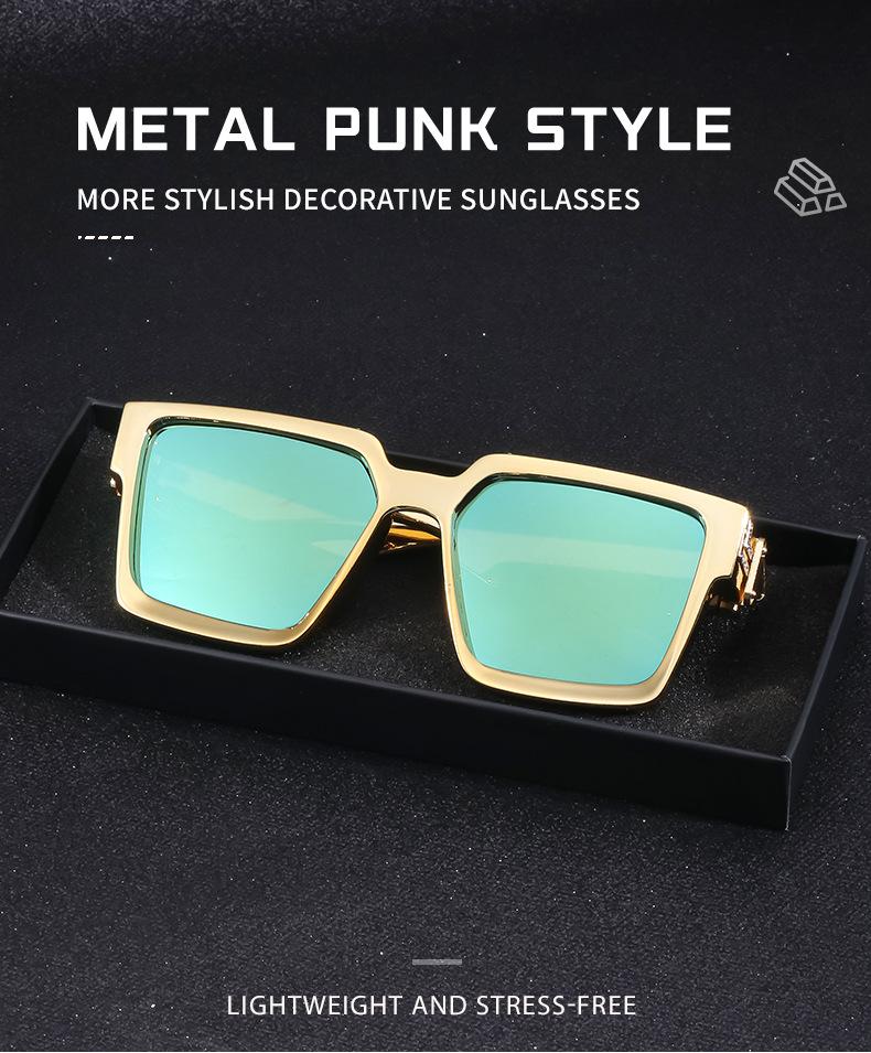 Oversized Square Rhinestone Sunglasses - PC Lenses, Metal Frame, Trendy Millionaire Style Luxury Fashion Eyewear for Women, Beach Driving