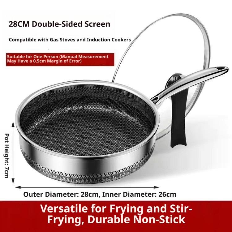 Full Honeycomb Mesh Stainless Steel Non-Stick Frying Pan Multi-Use Integrated Skillet Nonstick Coating Pan Durable Induction Cookware Wholesale Direct Factory Supply For Home Kitchen Cooking Steak Egg Pancake