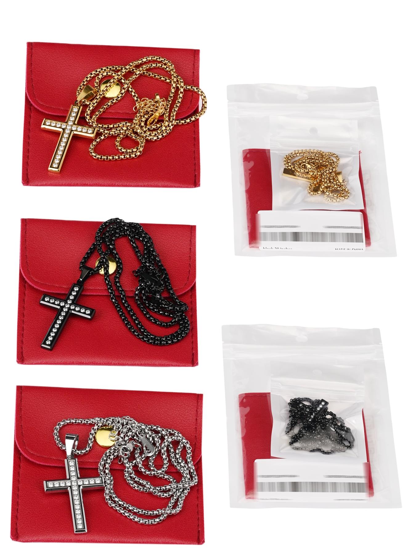 18K Diamond-encrusted Cross Necklace, Simple and Versatile, for Couples # Best Friends # Jewelry / Stainless Steel / Colorfast / Hypoallergenic / Couples / Festivals / Parties / Ideal Gift