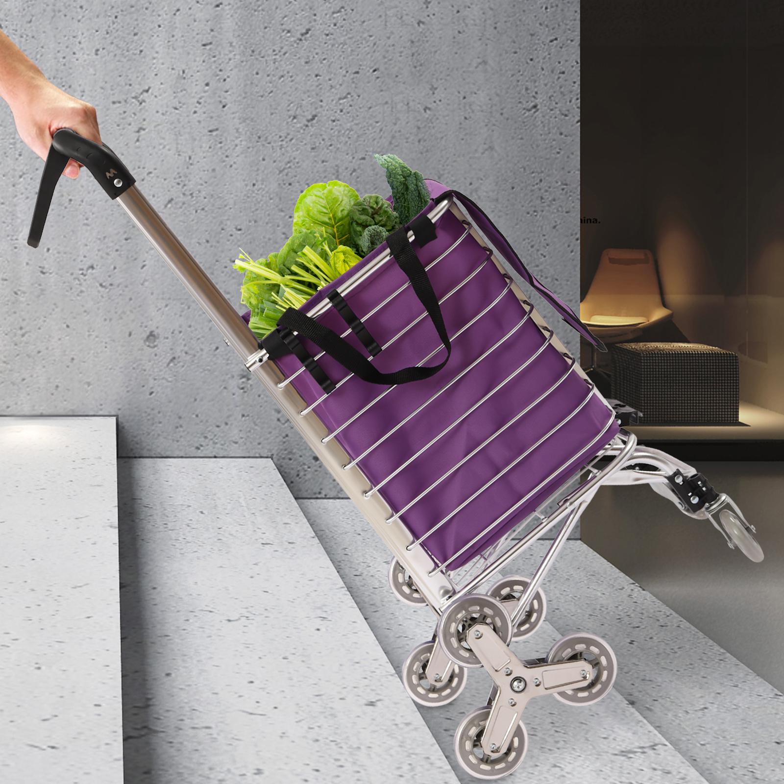 Heavy Duty Folding Shopping Cart with Wheels 40kg Capacity 35L Foldable Grocery Laundry Utility Wagon for Supermarket Picnic Moving Purple Silver Heavy Duty Folding Shopping Cart with Wheels 40kg Capacity 35L Foldable Grocery Laundry Utility Wagon for Supermarket Picnic Moving Purple Silver