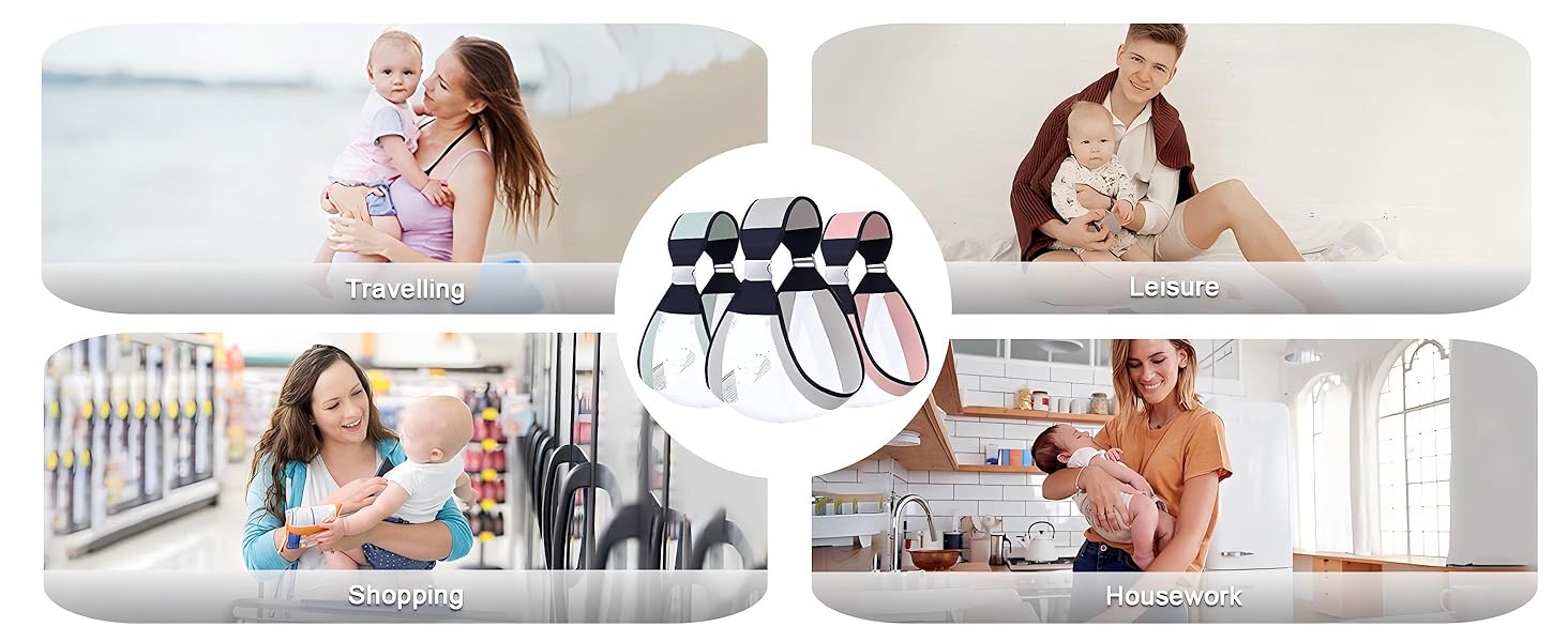 Baby Sling Carrier, Adjustable Half Wrapped Sling Hip Carrier - Lightweight Breathable Mesh Fabric for Newborn to Toddler Up to 45 lb