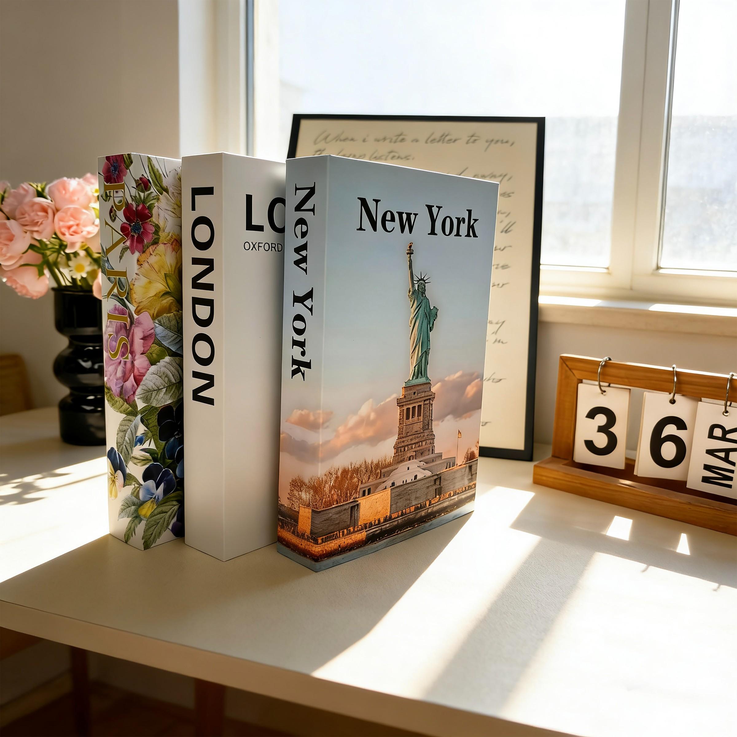 3pcs High-Quality Fake Book Decorations, Modern Minimalist Home Decoration, Creative Living Room Soft Furnishing, Desktop Stackable Book Display