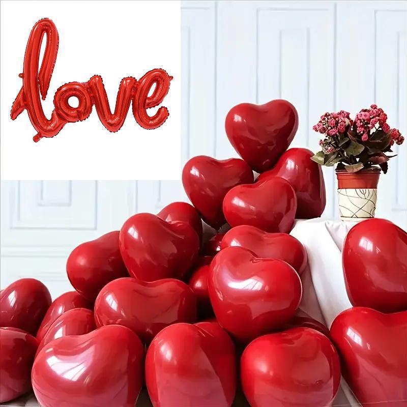 31pcs Heart Shaped Balloons 10inch/25.4cm, Valentine's Day Wedding Anniversary Engagement Proposal Birthday Party Decorations