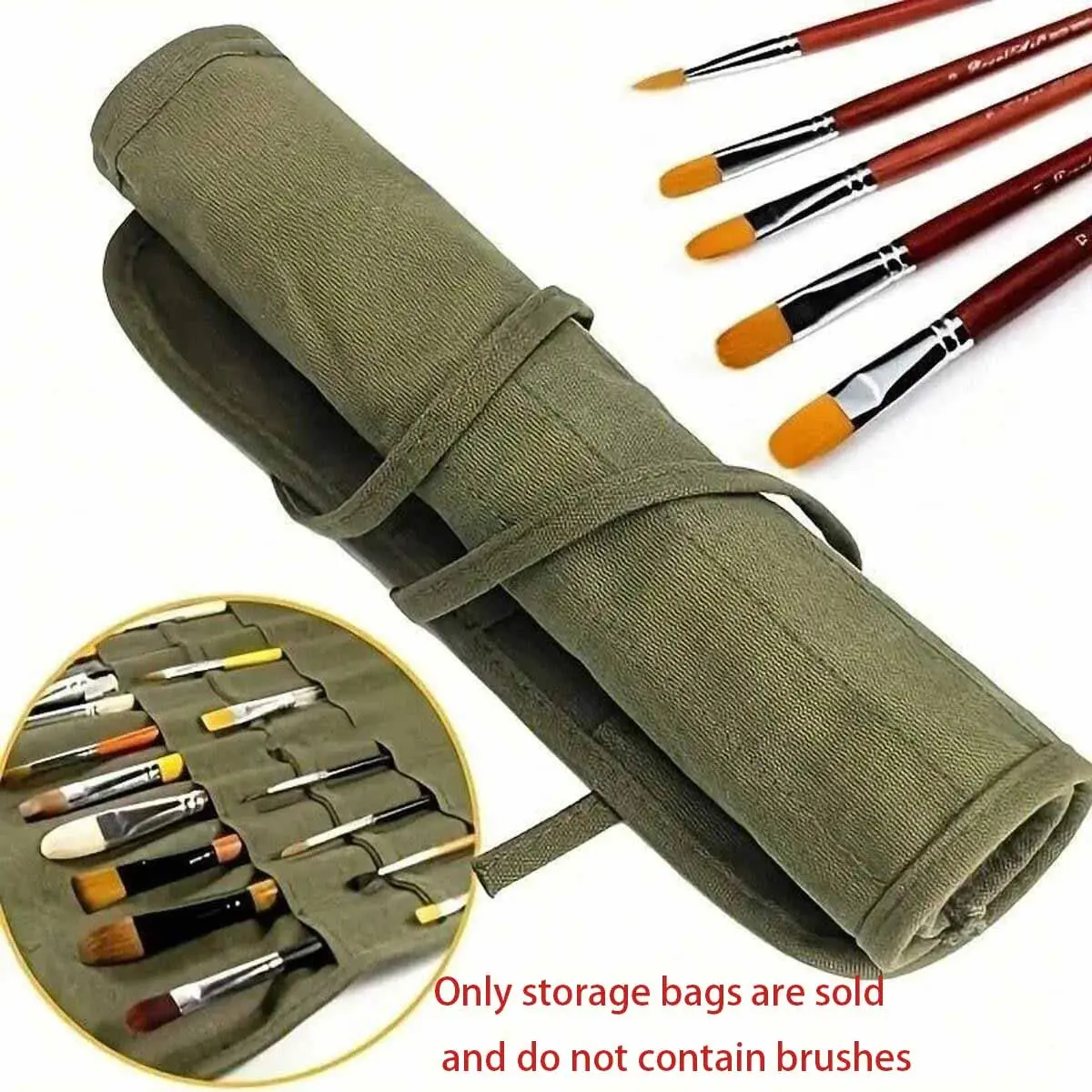 Art Brush Storage Bag with 22 Slots, Watercolor & Gouache Brushes Organizer, Watercolor Painting Supplies, Roll-Up Pencil Case for Artists, Art Materials, Durable Canvas Material, Painting Accessories, Travel Painting Supplies