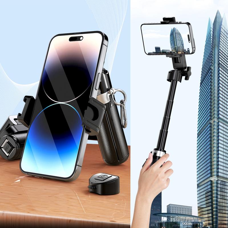 Multifunctional Mini Wireless Selfie Stick Tripod with 2 Lighters & Wide Angle Lens, Selfie Stand, Portable Phone Accessory for Travel Photography, Travel Gadgets