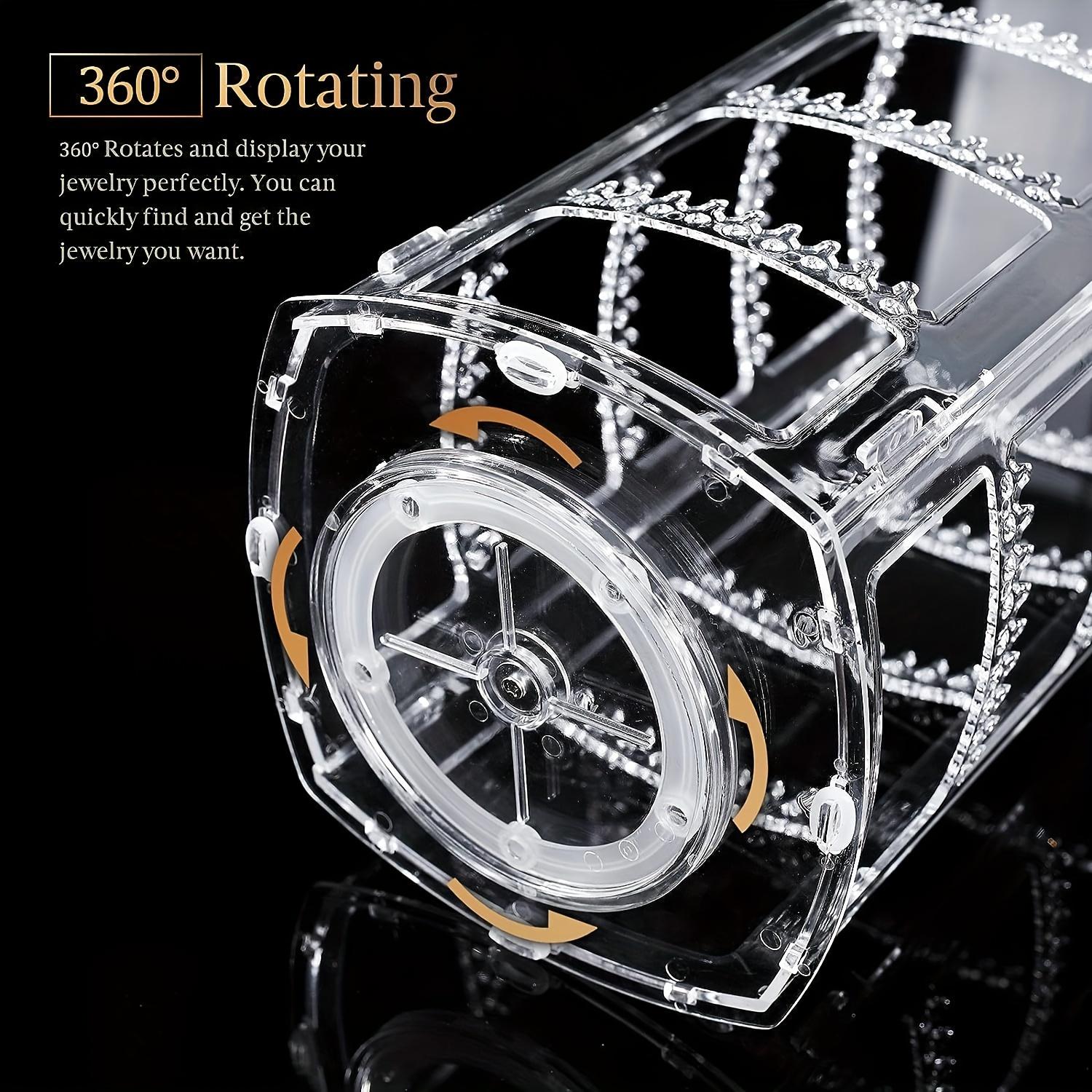 1pc 360 Degree Rotating Jewelry Display Stand, Earring Studs Hoop Organizer Rack, Portable Necklace Hanger Storage Holder