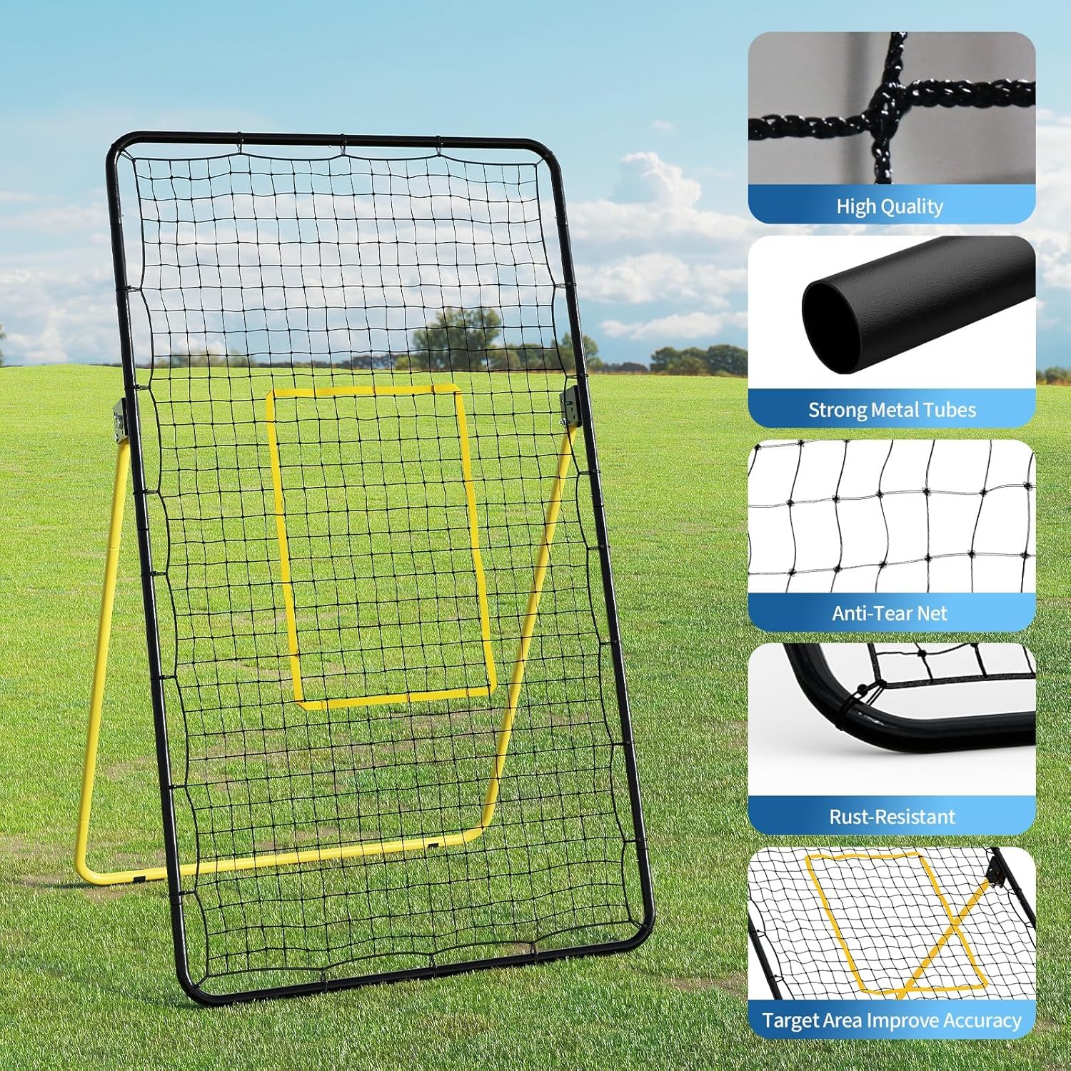 7X4 Ft Adjustable Volleyball Rebounder Net, Large Training Bounce Back Net for Bumping, Spiking  Setting  Sturdy, Multi-Angle Practice Equipment, Easy Setup & Foldable