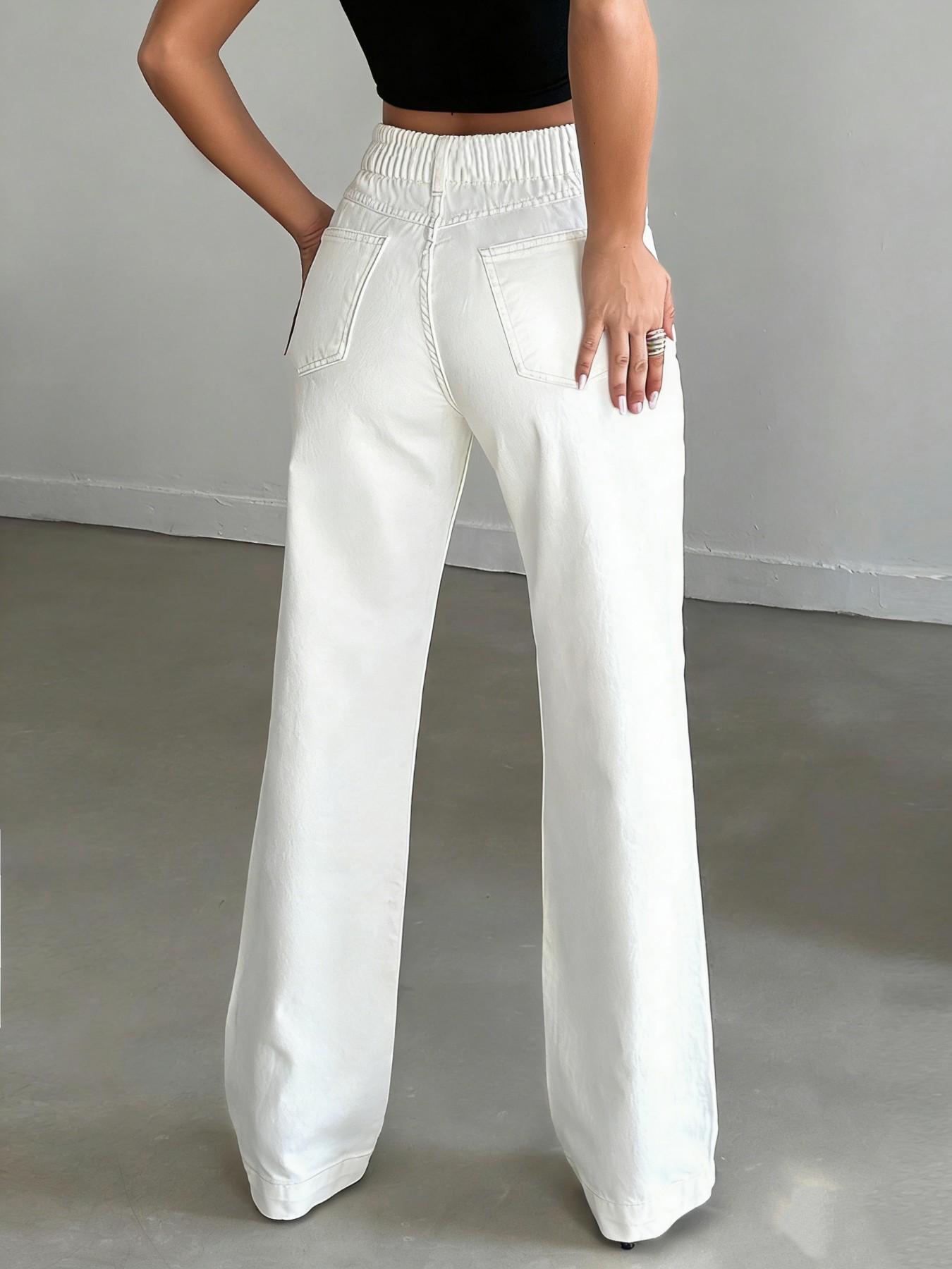 Women's High Waist Stretch Flare Denim Jeans, Casual Fashion Pants, Comfortable Fit, All Season Wear, Daily Style Essential