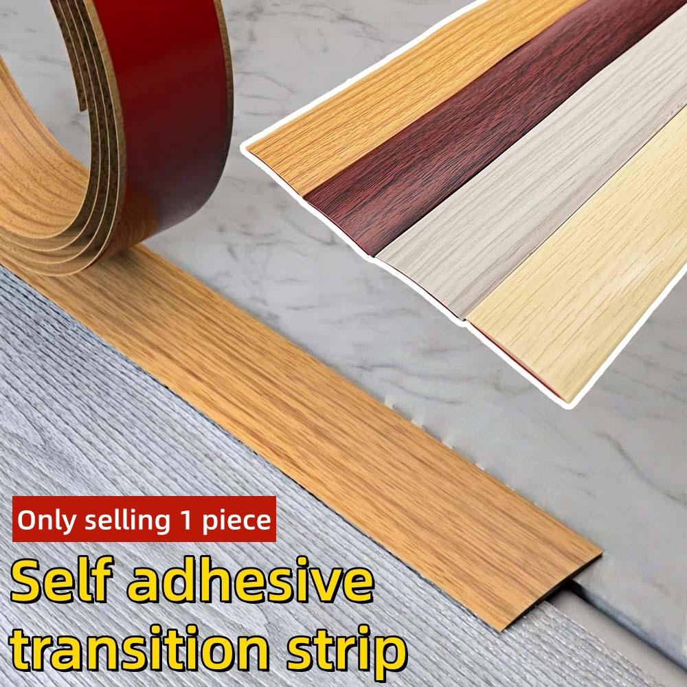 1 Meter/39.37 Inch Self-adhesive Transition Strip, Self-adhesive Wood Grain Floor Edging Strip - Vinyl Threshold Seam Strip, 4cm Wide Vinyl Flat Partition, Suitable for Living Room and Door Seam Decoration