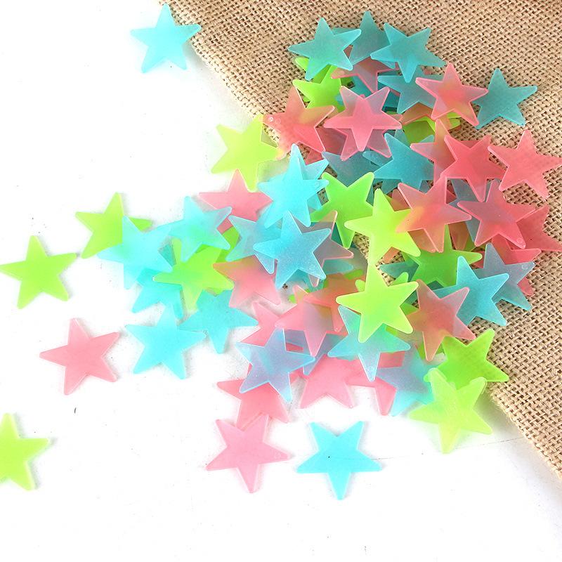 100pcs Colorful Glow-In-The-Dark Stickers, Fluorescent Star Wall Decals, Home Art Decor, Ceiling & Wall Decoration, Bedroom Room Decor
