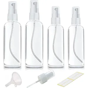 Clear Empty Mini Travel Plastic Spray Bottle 4 Pack (2*1oz, 2*1.7oz) Premium Spray Bottles for Perfumes and Cosmetics