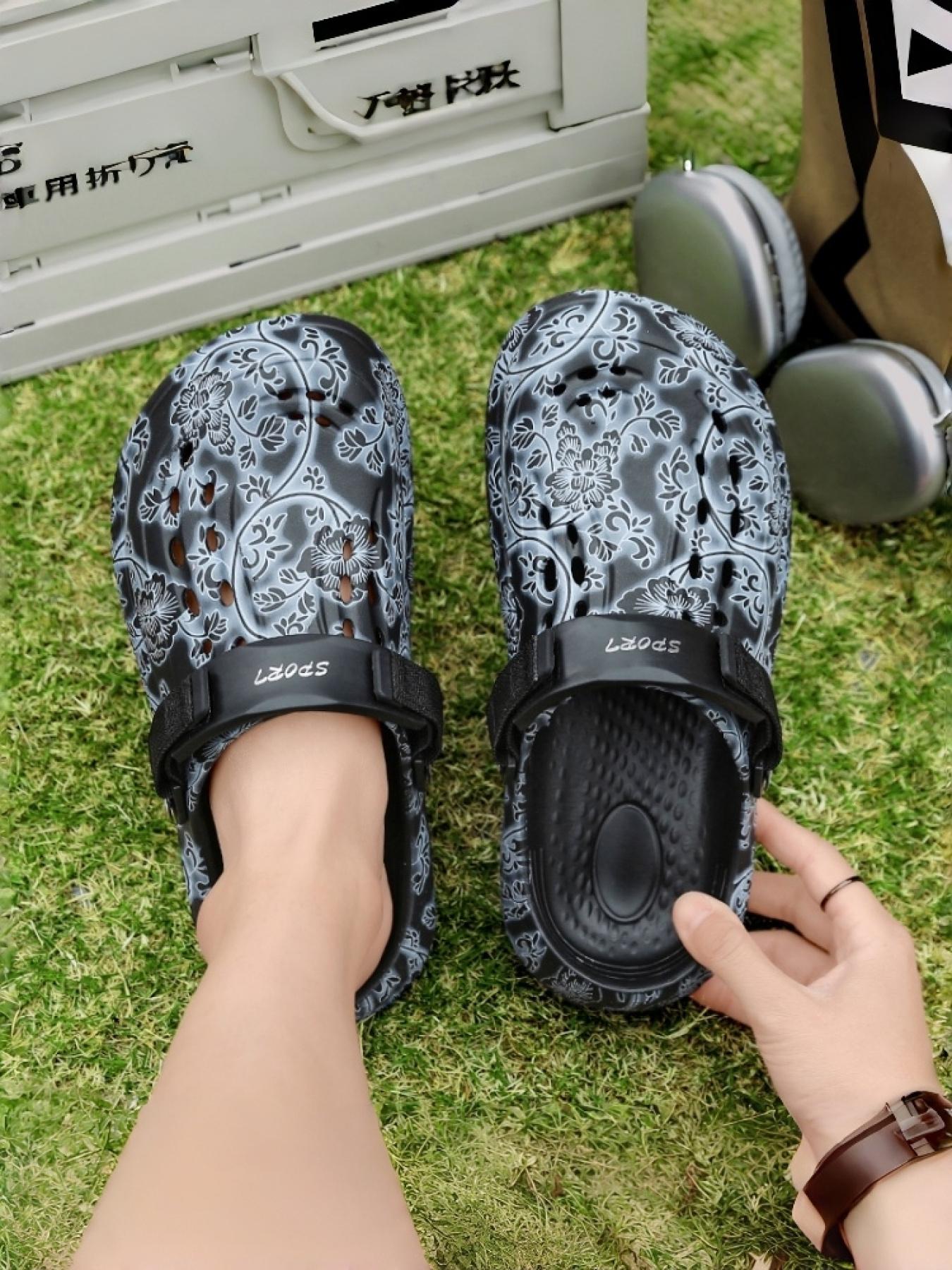 2 Colors+Men's Large Size Patterned Clogs - Comfortable Upper+Anti-Slip Outsole+Size 40-47 Men's Range Suitable for Daily Streetwear+Home Leisure, Breathable & Comfortable+Anti-Slip & Wear-Resistant