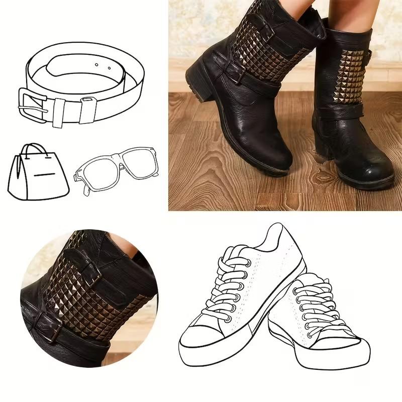 101 Metal Pyramid Rivets, 4-Prong Square Head Nails, Ideal for Leather Crafts, Punk Rock, Clothing, Bags, Shoe Crafting