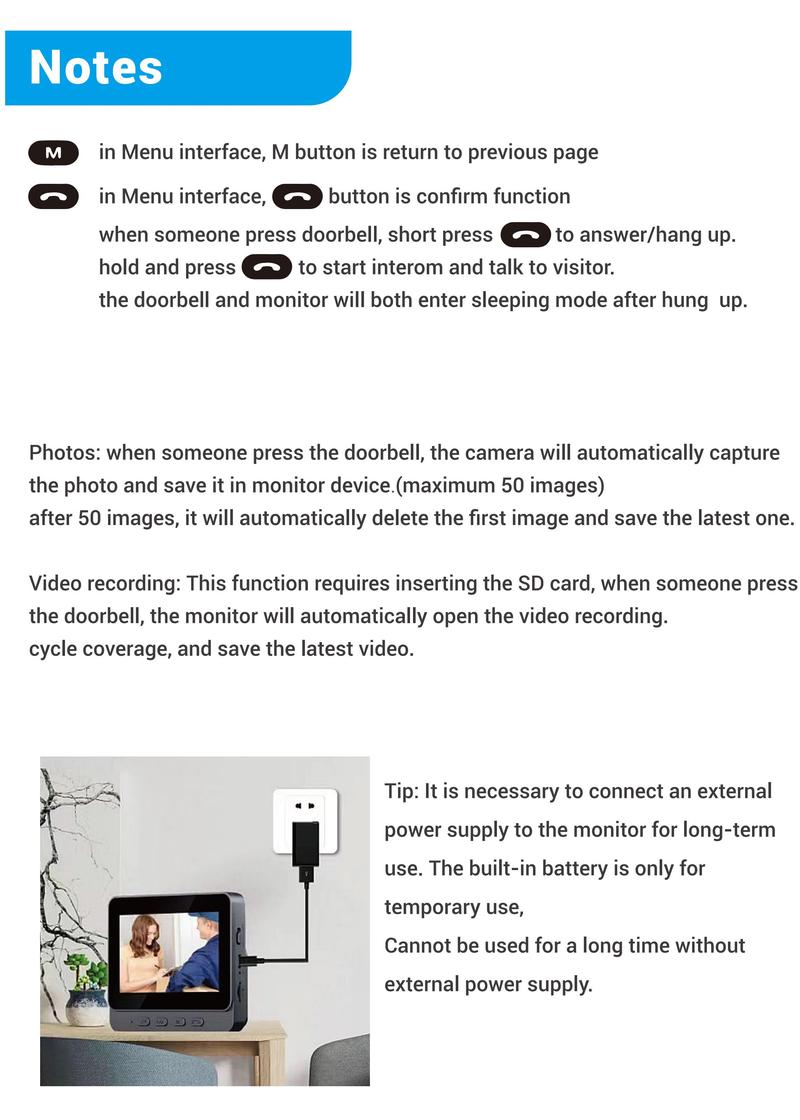 X8 A Wireless Doorbell Camera, Rechargeable Smart Visual Doorbell, Modern Home Security Doorbell with Night Vision, Safety Intercom for Privacy, Alarm, Sensor，waterproof