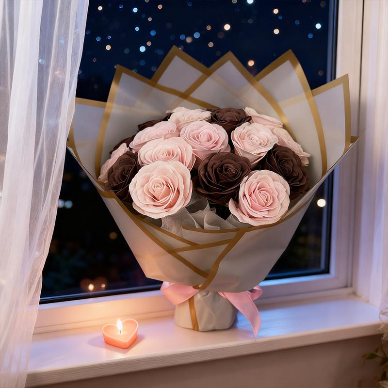 18pcs Realistic Rose Bouquet, Artificial Roses, Artificial Flowers Bouquet, Valentine's Day Gift, Wedding Favors, Mother's Day Present, Christmas Gift