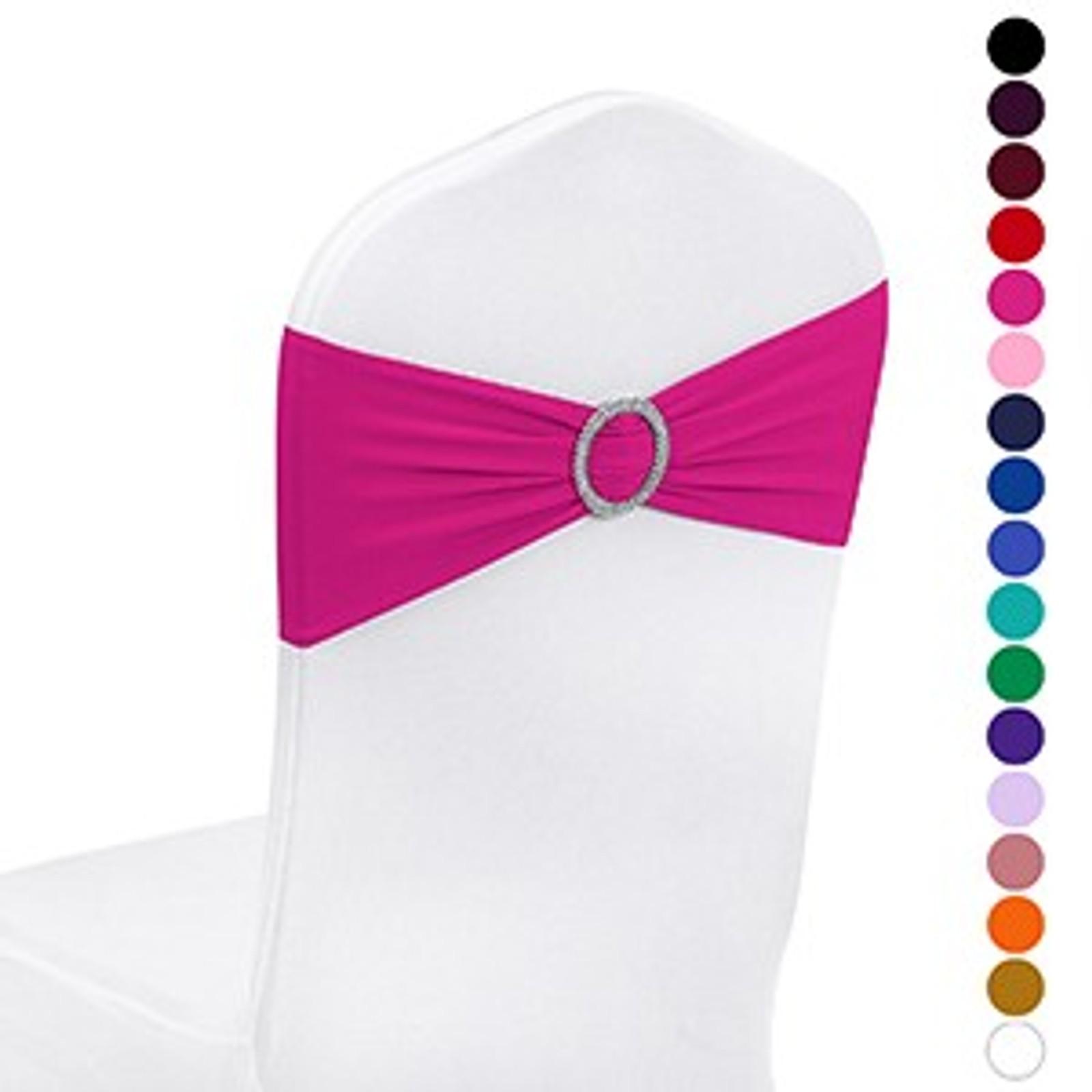 25 Pack Fuchsia Spandex Chair Sashes with Buckle Sliders for Wedding Party DecorationGift