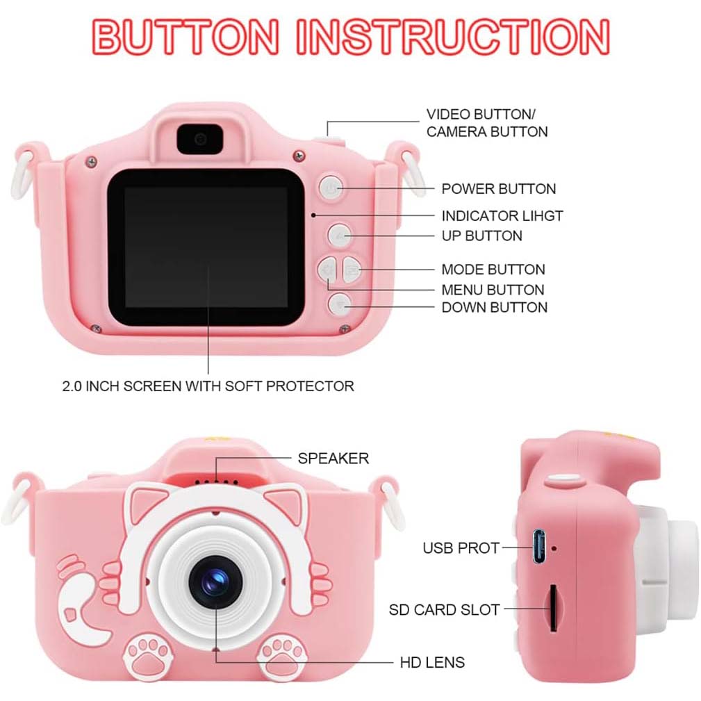 Kids Camera with Selfie Mode – HD Video Camcorder with Cute Silicone Case, Rechargeable Toy, Perfect Birthday or Holiday Gift for 3–12 Year Old Boys & Girls Kids Camera with Selfie Mode – HD Video Camcorder with Cute Silicone Case, Rechargeable Toy, Perfect Birthday or Holiday Gift for 3–12 Year Old Boys & Girls