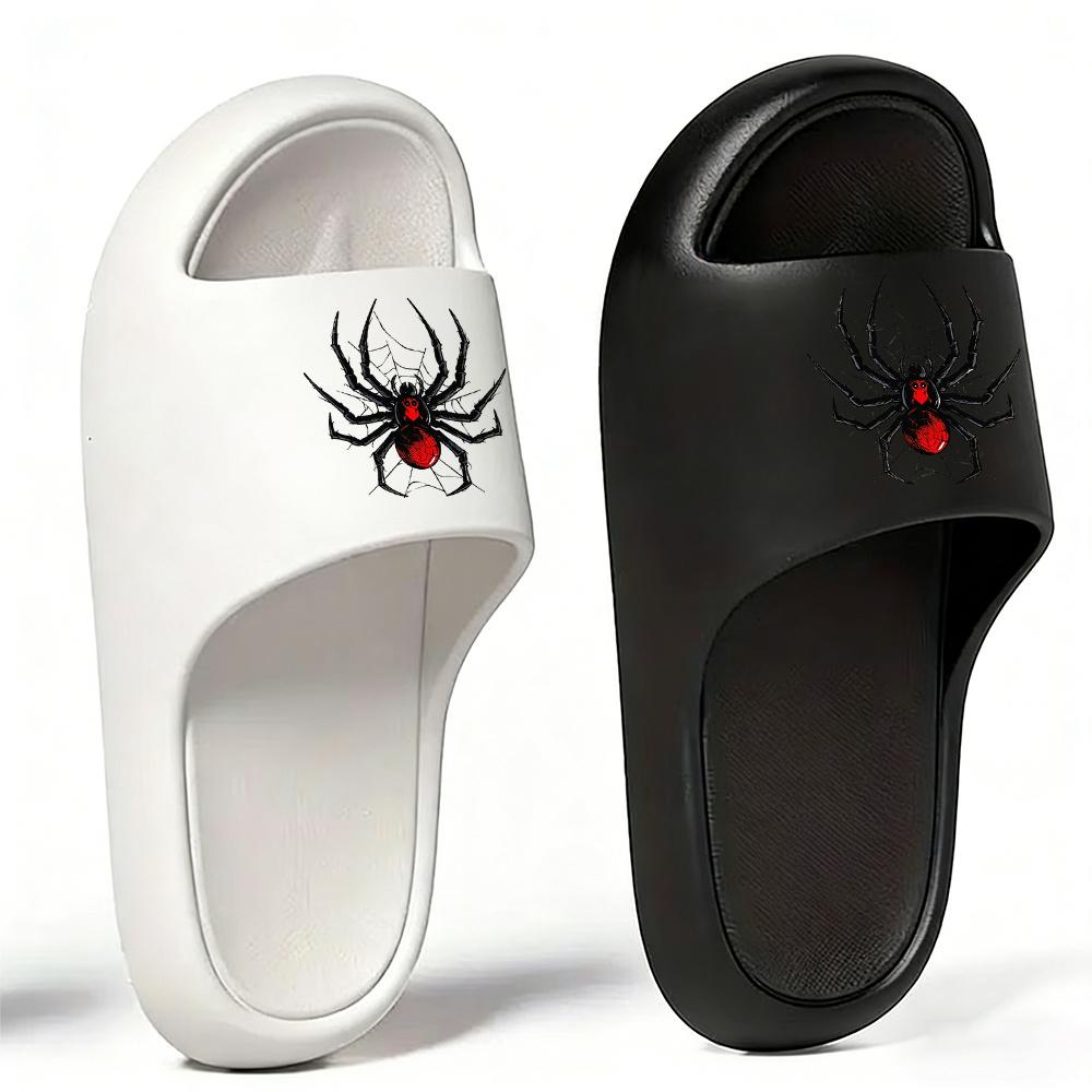 1 Pair of New Unisex Slippers, Featuring a Cool Black and Red Spider Pattern, Indoor/outdoor Slippers, Holiday Gift Slippers, Women's House Shoes, Room Slippers, Birthday Gift Slippers, Casual Slippers, Summer EVA Slippers, Bathroom Slippers