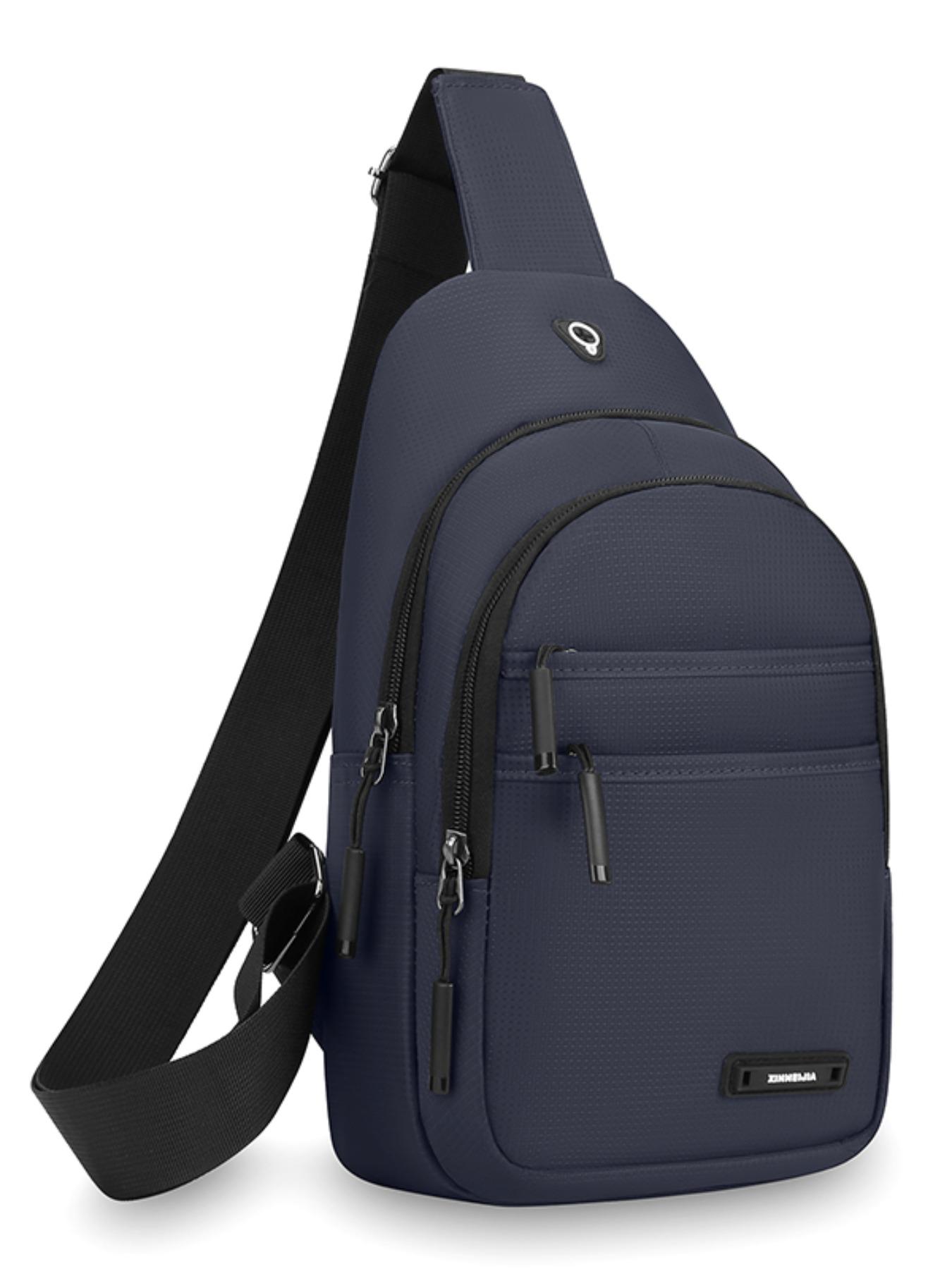 Men's Casual Nylon Chest Bag, Multi-Functional Zipper Pouch, Comfortable Outdoor Sports, Cycling, Commuting, Adjustable Strap Backpack