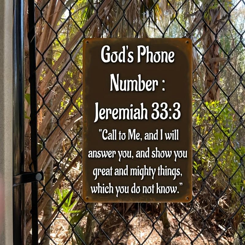 Gods Phone Number Jeremiah Sign 8x12 Inch Religious Wall Decor Bible Verse Art Weathered Finish Inspirational Gift for Home Office Church Bold Scripture Plaque