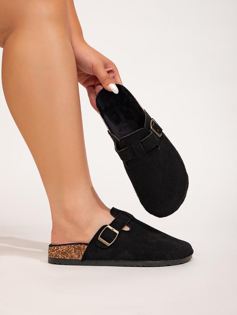 Women's Fashion New Open Toe Slip-On Sandals, Comfortable Single Buckle Design, Casual Outdoor & Indoor Wear, Simple Flat Shoes