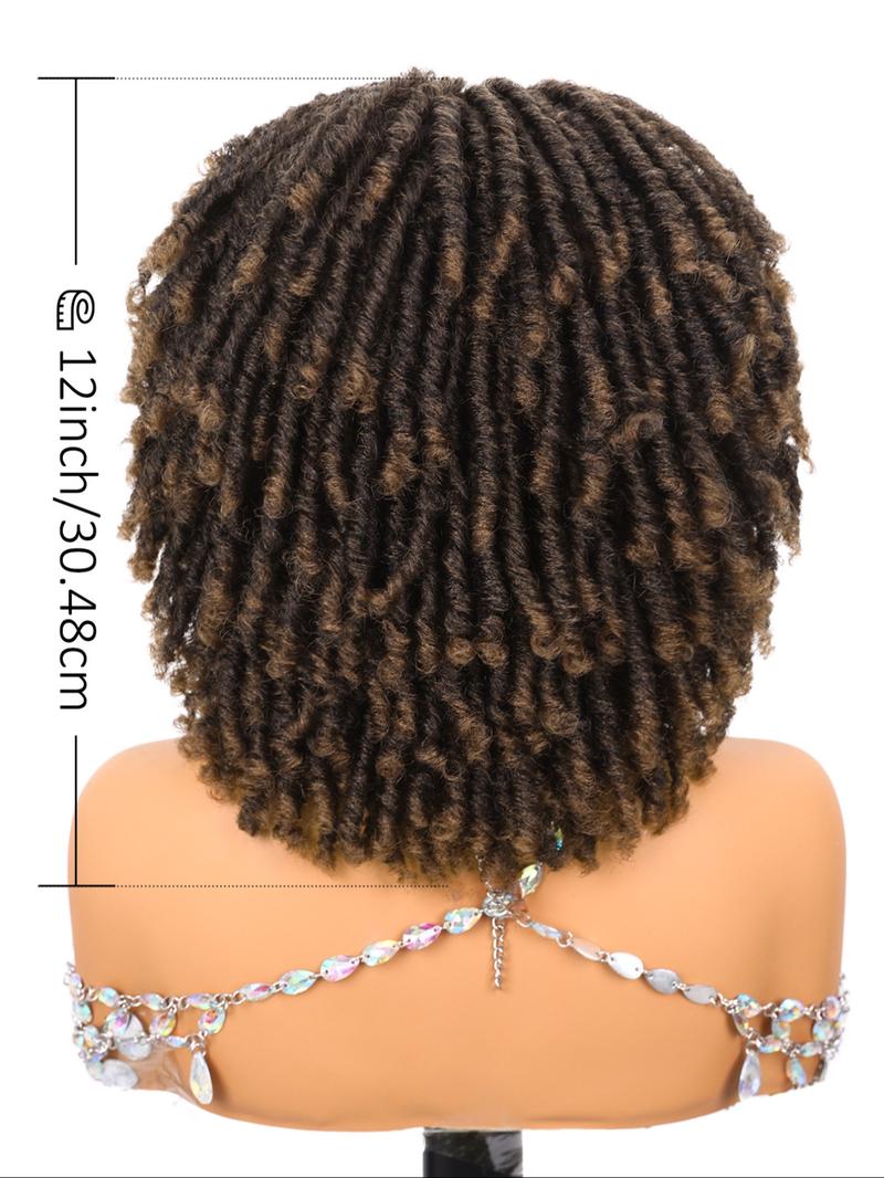 Dreadlock Wig Short Twist Braided Wigs for Women and Men, Afro Curly Synthetic Wig, Faux Locs Braided Crochet Hair Wigs, 1b/30#, Synthetic Twists Wigs