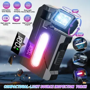 High Lumen Mini EDC Flashlight, Rechargeable 3-Mode Pocket-Sized Flat ABS LED Dual Light with Clip, Waterproof Rotatable Magnetic Portable Torch for Camping, Emergency, High Lumen Flashlights