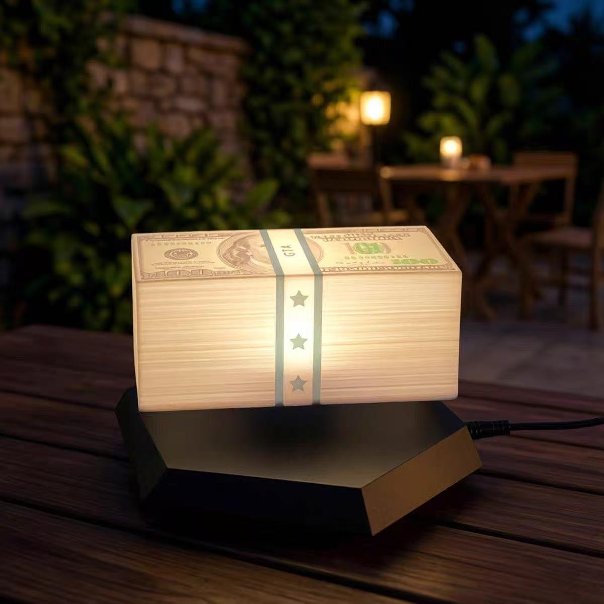Magnetic Levitation Money Lamp, Mini Floating Table Light with LED Ambiance, Best Gift for Men, Cool Decorative Light (3 Colors)