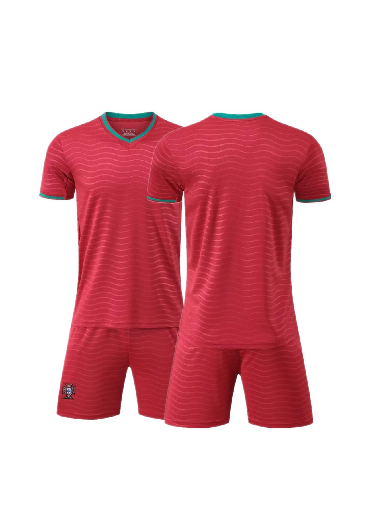 26-27 New Football Kit Set, Ronaldo Fan Gear, Men's Sports, Short Sleeve Shirt & Shorts, Training & Match Wear, All Seasons