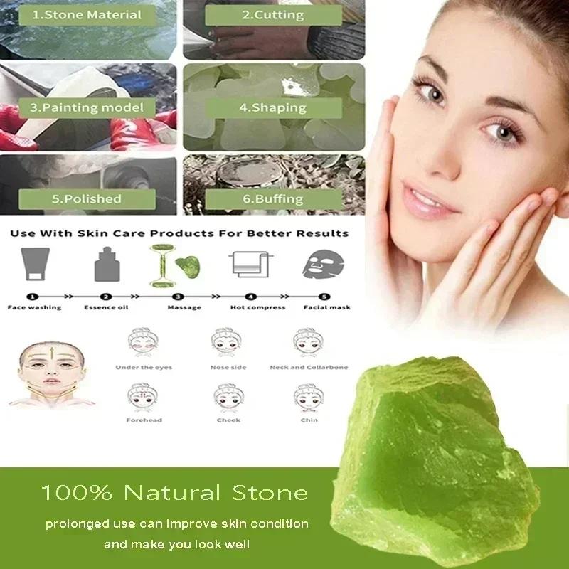 Natural Jade Roller Massager Beauty Tool Self Care Tools Skin Care Tools Facial Care Tools for Face Body Back Foot Massage Roller Facial Liftting Anti-wrinkle Double-end Gua Sha Jade Stone
