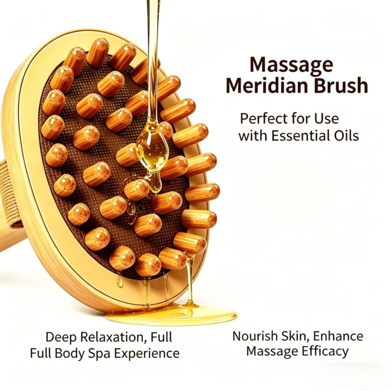 Ergonomic Wooden Body Massage Brush with Air Pad, Manual Lymphatic Drainage Tool for Abdomen, Legs, Back, Home Spa Muscle Relaxer