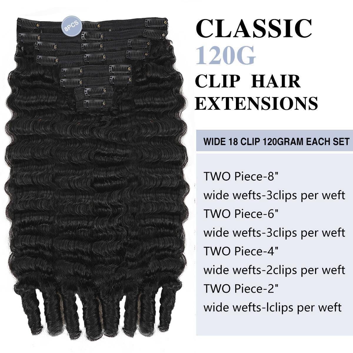 STERLY Burmese Curly 18 Clips In Hair Extensions Natural Color Brazilian 100% Real Human Hair 8 Pieces for Women PU Clip In Curly Wave Hair Extensions Human Hair Extension 8 Count with 18 Clips 120 g/ Set 240 g/2 Set