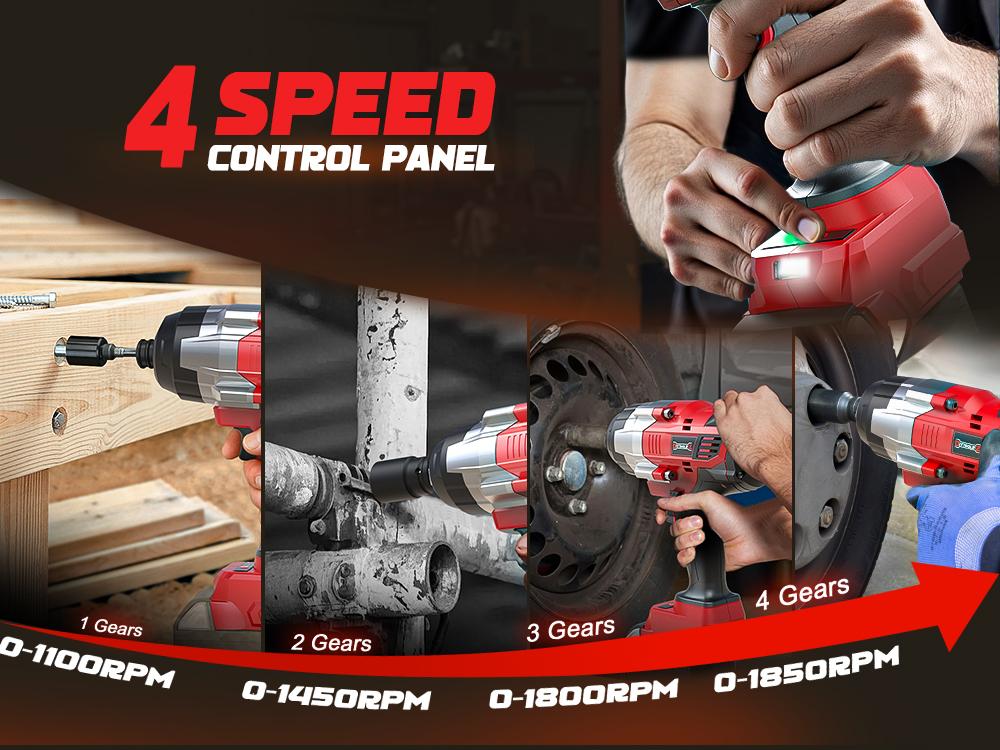1700Ft-lbs (2300N.m) Cordless Impact Wrench 1/2" Compatible with Milwaukee 18V Battery(No Battery!!), Brushless Impact Gun with 4 Modes & LED Light for Car, Truck