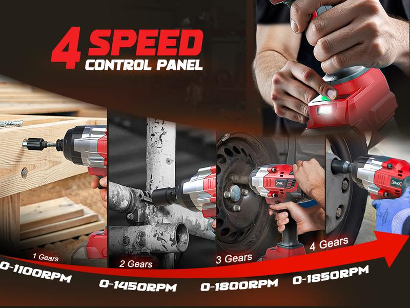 1700Ft-lbs (2300N.m) Cordless Impact Wrench 1/2" Compatible with Milwaukee 18V Battery(No Battery!!), Brushless Impact Gun with 4 Modes & LED Light for Car, Truck