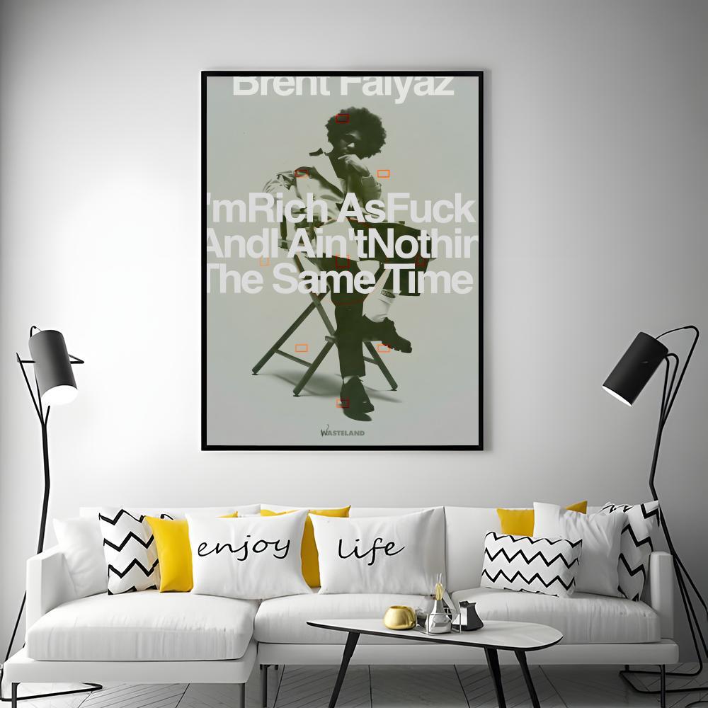 music artist Brent Faiyaz Poster HD Heavy-Duty Self-Adhesive Waterproof Wall Decor – Tool-Free Install, Durable & Reusable Conceals Wall Flaws | Elevates Home Style | Ideal for Living Rooms, Bathrooms & Kitchens