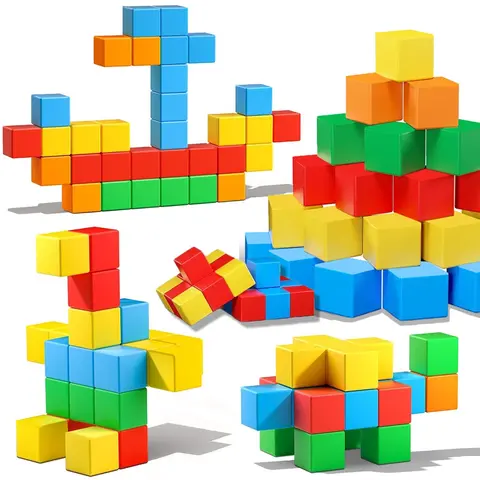 Magnetic Building Blocks for Kids, Colorful Magnetic Cubes, Stem Learning Toy, Enhances Creativity, Magnetic Building Set, Ideal Birthday Christmas Gift